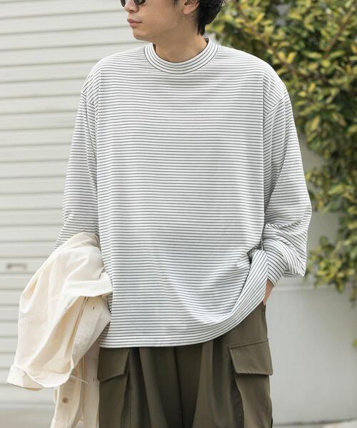 FORK&SPOON(フォークアンドスプーン)の「FORK&SPOON CAVEボーダーロングスリーブTシャツ(Tシャツ/カットソー・メンズ・ホワイト系その他/ブラック系その他/グレー系その他・4/5)」の4枚目の写真