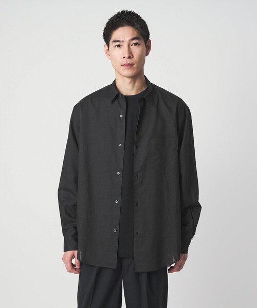 green label relaxing(グリーンレーベルリラクシング)の「ラミー ミックス ジャストルーズ 長袖 シャツ(シャツ/ブラウス・メンズ・コバルトブルー/ブラック/ライトグレー・XL/L/M/S)」の15枚目の写真