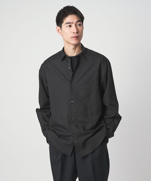 green label relaxing(グリーンレーベルリラクシング)の「ラミー ミックス ジャストルーズ 長袖 シャツ(シャツ/ブラウス・メンズ・コバルトブルー/ブラック/ライトグレー・XL/L/M/S)」の16枚目の写真