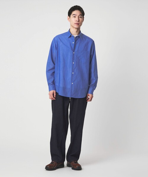 green label relaxing(グリーンレーベルリラクシング)の「ラミー ミックス ジャストルーズ 長袖 シャツ(シャツ/ブラウス・メンズ・コバルトブルー/ブラック/ライトグレー・XL/L/M/S)」の20枚目の写真