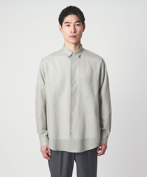 green label relaxing(グリーンレーベルリラクシング)の「ラミー ミックス ジャストルーズ 長袖 シャツ(シャツ/ブラウス・メンズ・コバルトブルー/ブラック/ライトグレー・XL/L/M/S)」の21枚目の写真