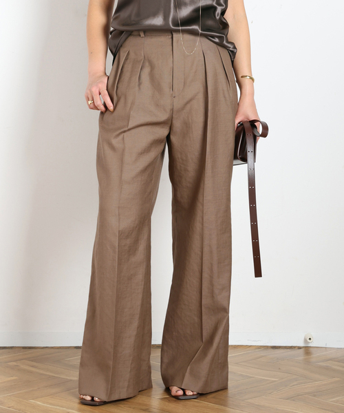 AP STUDIO（エーピーストゥディオ）の「サバービアワイドパンツ（スラックス・レディース・キャメル/ブラック・34/36/38/40）」の2枚目の写真