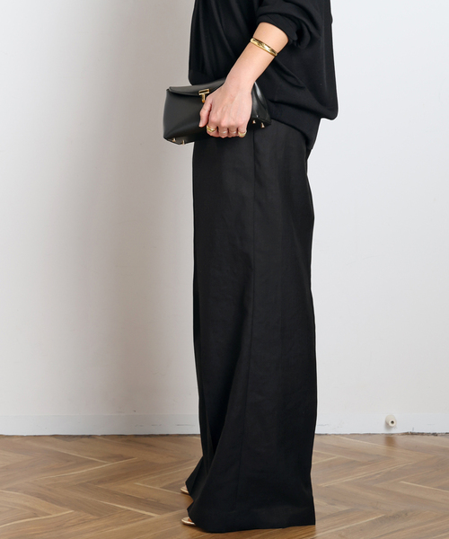 AP STUDIO（エーピーストゥディオ）の「サバービアワイドパンツ（スラックス・レディース・キャメル/ブラック・34/36/38/40）」の8枚目の写真