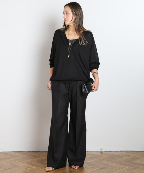 AP STUDIO（エーピーストゥディオ）の「サバービアワイドパンツ（スラックス・レディース・キャメル/ブラック・34/36/38/40）」の10枚目の写真