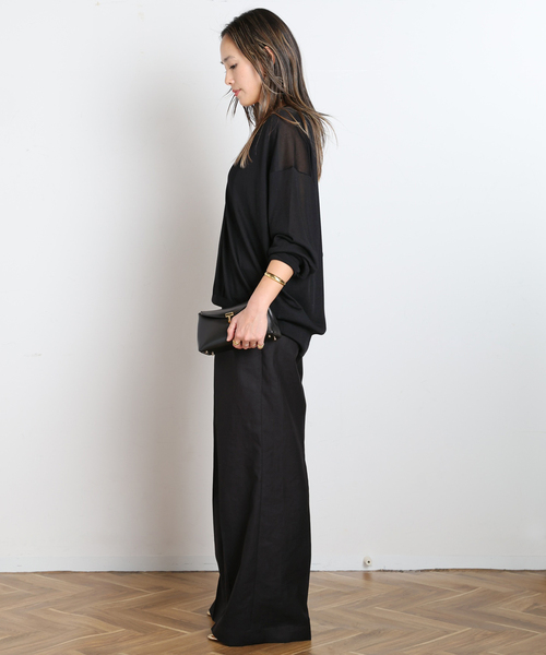 AP STUDIO（エーピーストゥディオ）の「サバービアワイドパンツ（スラックス・レディース・キャメル/ブラック・34/36/38/40）」の11枚目の写真