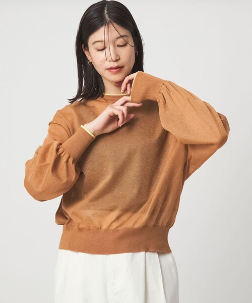 green label relaxing（グリーンレーベルリラクシング）の「【WEB限定】＜at ease＞バイカラー シアー ニット プルオーバー（ニット/セーター・レディース・ブラック/ライトブルー/ブラウン/ピンク/ケリーグリーン/ネイビー・FREE）」の3枚目の写真