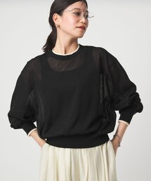 【WEB限定】<at ease>バイカラー シアー ニット プルオーバー