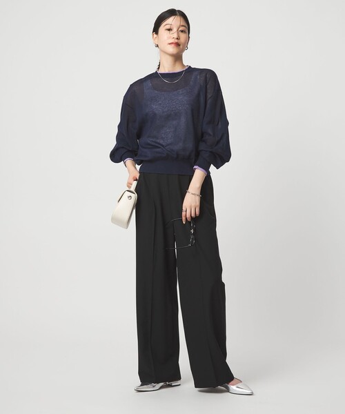 green label relaxing（グリーンレーベルリラクシング）の「【WEB限定】＜at ease＞バイカラー シアー ニット プルオーバー（ニット/セーター・レディース・ブラック/ライトブルー/ブラウン/ピンク/ケリーグリーン/ネイビー・FREE）」の8枚目の写真