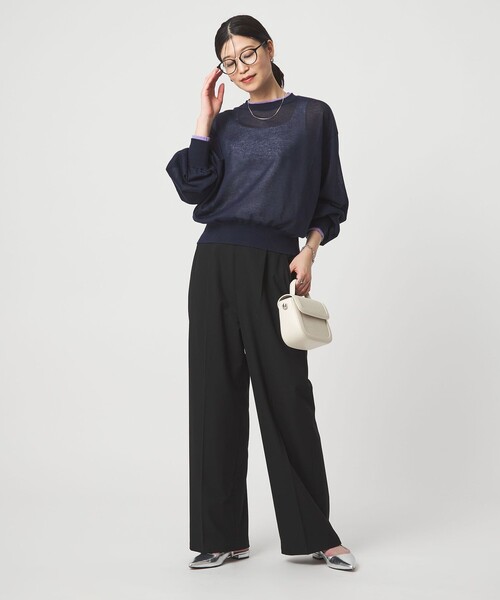 green label relaxing（グリーンレーベルリラクシング）の「【WEB限定】＜at ease＞バイカラー シアー ニット プルオーバー（ニット/セーター・レディース・ブラック/ライトブルー/ブラウン/ピンク/ケリーグリーン/ネイビー・FREE）」の10枚目の写真