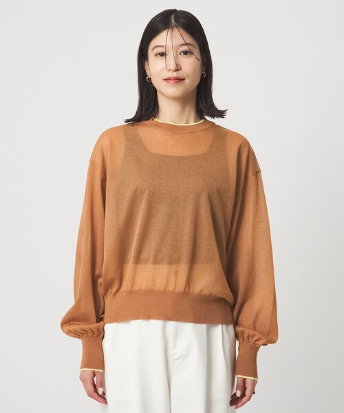 green label relaxing（グリーンレーベルリラクシング）の「【WEB限定】＜at ease＞バイカラー シアー ニット プルオーバー（ニット/セーター・レディース・ブラック/ライトブルー/ブラウン/ピンク/ケリーグリーン/ネイビー・FREE）」の11枚目の写真