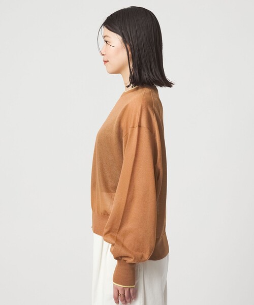 green label relaxing（グリーンレーベルリラクシング）の「【WEB限定】＜at ease＞バイカラー シアー ニット プルオーバー（ニット/セーター・レディース・ブラック/ライトブルー/ブラウン/ピンク/ケリーグリーン/ネイビー・FREE）」の12枚目の写真