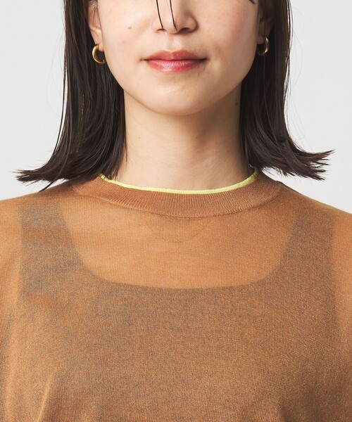 green label relaxing（グリーンレーベルリラクシング）の「【WEB限定】＜at ease＞バイカラー シアー ニット プルオーバー（ニット/セーター・レディース・ブラック/ライトブルー/ブラウン/ピンク/ケリーグリーン/ネイビー・FREE）」の14枚目の写真