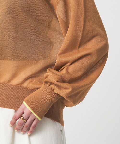 green label relaxing（グリーンレーベルリラクシング）の「【WEB限定】＜at ease＞バイカラー シアー ニット プルオーバー（ニット/セーター・レディース・ブラック/ライトブルー/ブラウン/ピンク/ケリーグリーン/ネイビー・FREE）」の15枚目の写真