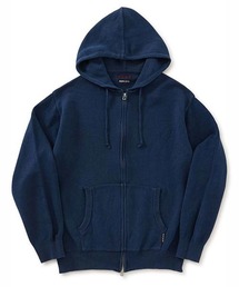 インディゴダイ メランジ ジップアップパーカー