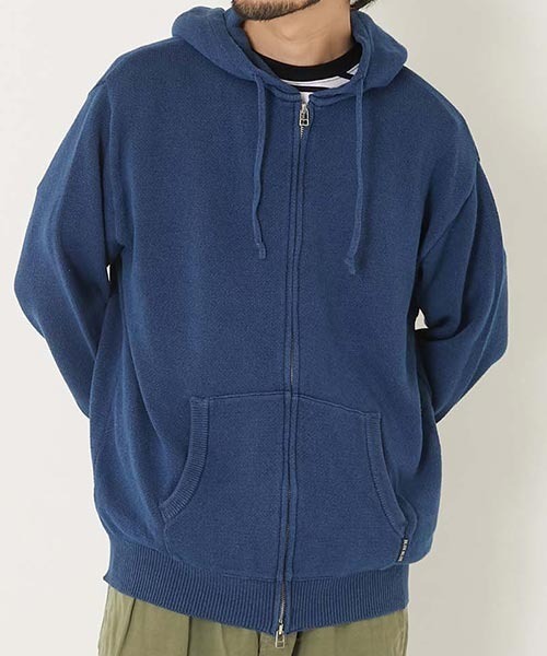 BLUE BLUE(ブルーブルー)の「インディゴダイ メランジ ジップアップパーカー(ニット/セーター・メンズ・インディゴブルー・S/M/L)」の2枚目の写真
