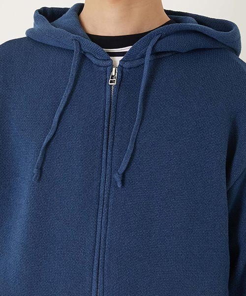BLUE BLUE(ブルーブルー)の「インディゴダイ メランジ ジップアップパーカー(ニット/セーター・メンズ・インディゴブルー・S/M/L)」の5枚目の写真