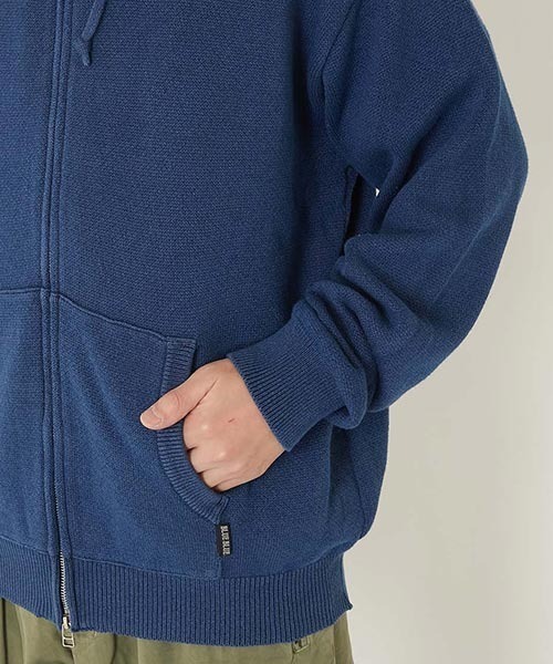 BLUE BLUE(ブルーブルー)の「インディゴダイ メランジ ジップアップパーカー(ニット/セーター・メンズ・インディゴブルー・S/M/L)」の6枚目の写真
