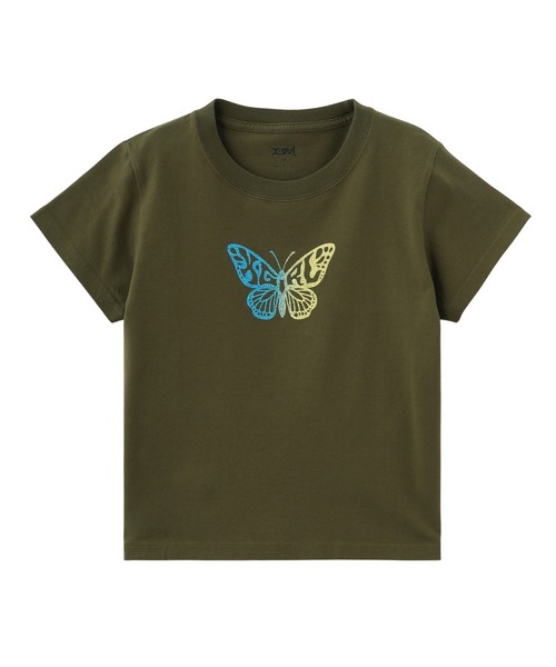 X-girl(エックスガール)の「GRADIENT GLITTER BUTTERFLY S/S BABY TEE(Tシャツ/カットソー・レディース・ブラック/オリーブ/ホワイト・S/M)」の3枚目の写真