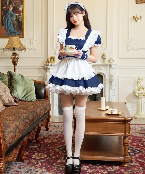 LunaBelle(ルナベル)の「【メイドコス4点セット】ミルクメイド 半袖(コスチューム/パーティーグッズ・レディース・ブラック/ネイビー・M/L/2L/S)」の11枚目の写真