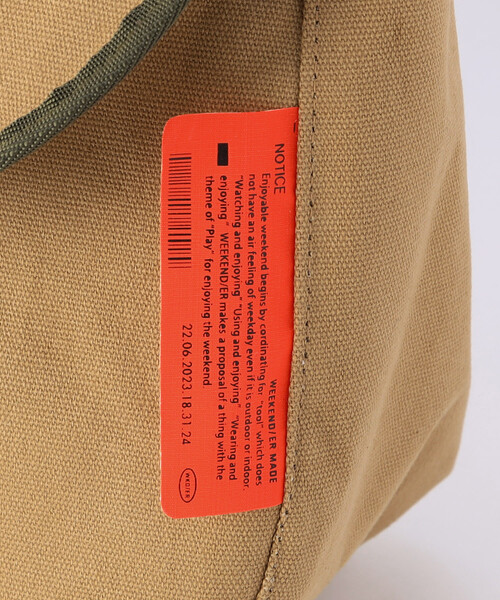 WEEKEND(ER)（ウィークエンダー）の「WEEKEND(ER)/ウィークエンダー WORKERS GAME BAG コットンキャンバス ショルダーバッグ（ショルダーバッグ・メンズ・ブラック/ベージュ・ONE SIZE）」の8枚目の写真