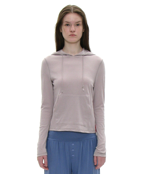 PARTIMENTO WOMEN（パルティメントウィメン）の「PWC ポケットフードパーカー ロングスリーブTシャツ_8カラー（パーカー・レディース・ライトグレー/アッシュグレー/グリーン/アイボリー/ブラック系その他/グレー系その他/バーガンディー/チャコール・SMALL/MEDIUM/LARGE）」の15枚目の写真