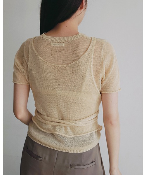 anuke（アンヌーク）の「Wrapcami Layered Knit（ニット/セーター・レディース・チャコールグレー/クリーム・FREE）」の7枚目の写真