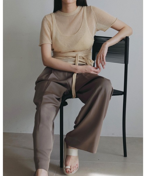 anuke（アンヌーク）の「Wrapcami Layered Knit（ニット/セーター・レディース・チャコールグレー/クリーム・FREE）」の8枚目の写真