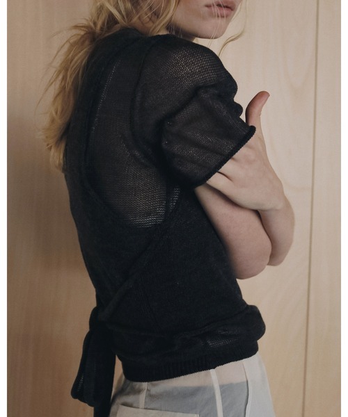 anuke（アンヌーク）の「Wrapcami Layered Knit（ニット/セーター・レディース・チャコールグレー/クリーム・FREE）」の12枚目の写真