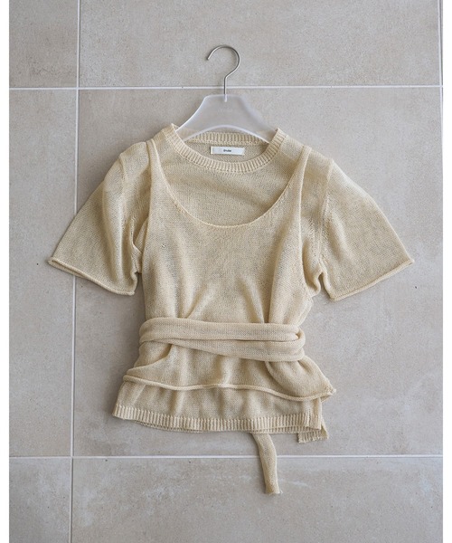 anuke（アンヌーク）の「Wrapcami Layered Knit（ニット/セーター・レディース・チャコールグレー/クリーム・FREE）」の17枚目の写真