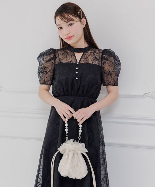RETRO GIRL(レトロガール)の「チュール巾着バッグ(ハンドバッグ・レディース・オフホワイト/ブラック・ONE SIZE)」の18枚目の写真