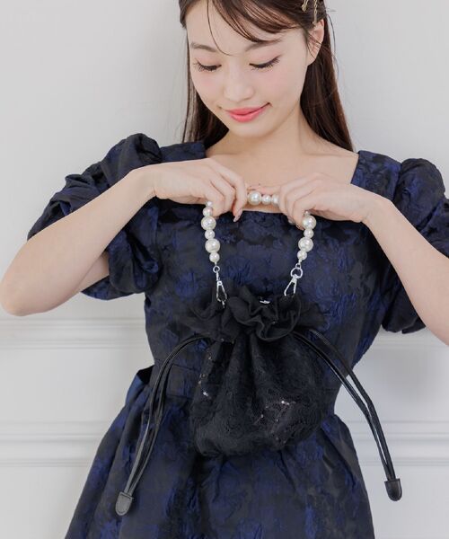RETRO GIRL(レトロガール)の「チュール巾着バッグ(ハンドバッグ・レディース・オフホワイト/ブラック・ONE SIZE)」の20枚目の写真
