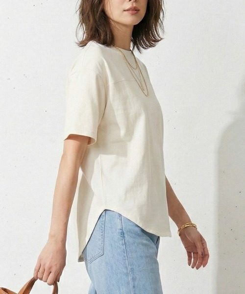 MULEXS(ミューレクス)の「シルケットコットン100% ラウンドヘム 半袖Tシャツ / レディース 無地 カットソー(Tシャツ/カットソー・レディース・ブラック/アイボリー/ライトピンク/ライトブルー・L/M)」の20枚目の写真