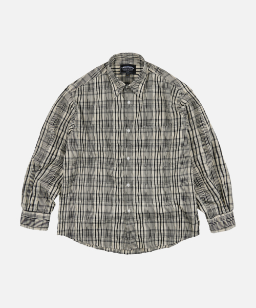 FRIZMWORKS(フリズムワークス)の「GATHERED CHECK SHIRT _ BLACK(シャツ/ブラウス・メンズ・その他・SMALL/MEDIUM/LARGE/X-LARGE)」の1枚目の写真
