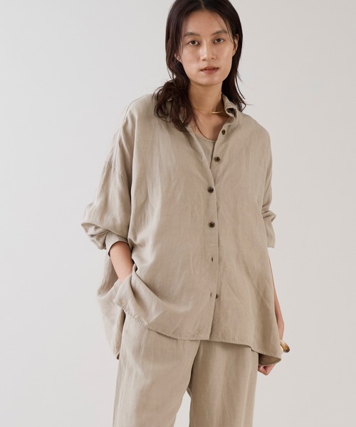 marmors（マルモア）の「【marmors】ワイヤーシャツ+タンクトップ〈セットアップ対応〉（シャツ/ブラウス・レディース・ブラウン/カーキ/ベージュ・36）」の3枚目の写真