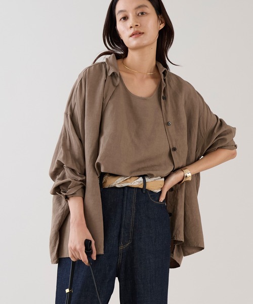 marmors（マルモア）の「【marmors】ワイヤーシャツ+タンクトップ〈セットアップ対応〉（シャツ/ブラウス・レディース・ブラウン/カーキ/ベージュ・36）」の2枚目の写真