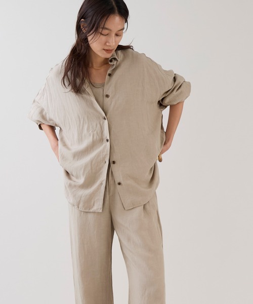 marmors（マルモア）の「【marmors】ワイヤーシャツ+タンクトップ〈セットアップ対応〉（シャツ/ブラウス・レディース・ブラウン/カーキ/ベージュ・36）」の4枚目の写真