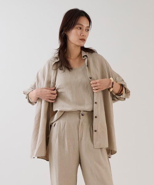 marmors（マルモア）の「【marmors】ワイヤーシャツ+タンクトップ〈セットアップ対応〉（シャツ/ブラウス・レディース・ブラウン/カーキ/ベージュ・36）」の10枚目の写真