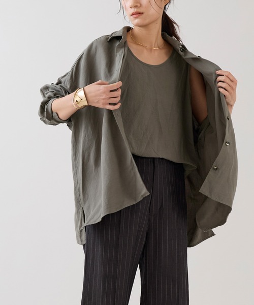 marmors（マルモア）の「【marmors】ワイヤーシャツ+タンクトップ〈セットアップ対応〉（シャツ/ブラウス・レディース・ブラウン/カーキ/ベージュ・36）」の22枚目の写真