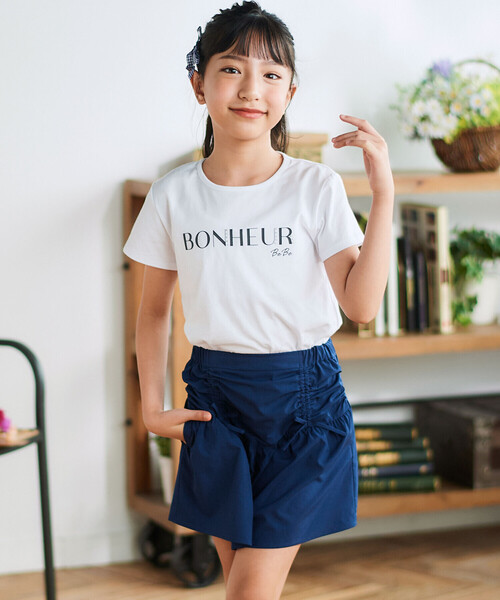 BeBe(ベベ)の「シアーチェックオーバーシャツ+ロゴ半袖Tシャツセット(100~160cm)(シャツ/ブラウス・キッズ・ブルー/ホワイト・130cm/150cm/140cm)」の10枚目の写真