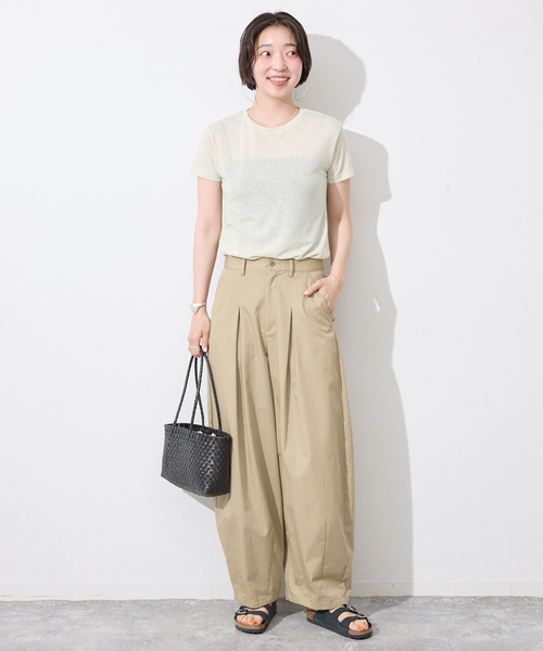 SLOBE IENA(スローブイエナ)の「《接触冷感/追加3》ライトチノタックカーブトラウザー(チノパンツ・レディース・ベージュ/ブラック・38/36)」の13枚目の写真