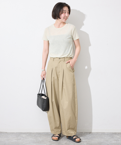 SLOBE IENA(スローブイエナ)の「《接触冷感/追加3》ライトチノタックカーブトラウザー(チノパンツ・レディース・ベージュ/ブラック・38/36)」の12枚目の写真