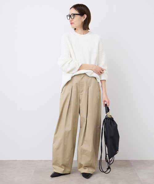 SLOBE IENA(スローブイエナ)の「《接触冷感/追加3》ライトチノタックカーブトラウザー(チノパンツ・レディース・ベージュ/ブラック・38/36)」の10枚目の写真