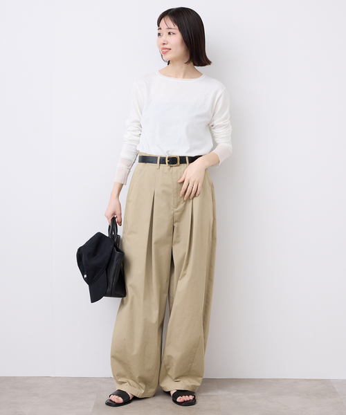 SLOBE IENA(スローブイエナ)の「《接触冷感/追加3》ライトチノタックカーブトラウザー(チノパンツ・レディース・ベージュ/ブラック・38/36)」の7枚目の写真