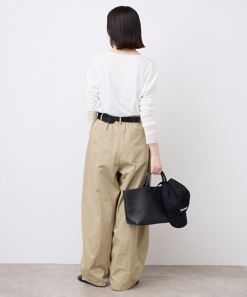 SLOBE IENA(スローブイエナ)の「《接触冷感/追加3》ライトチノタックカーブトラウザー(チノパンツ・レディース・ベージュ/ブラック・38/36)」の6枚目の写真