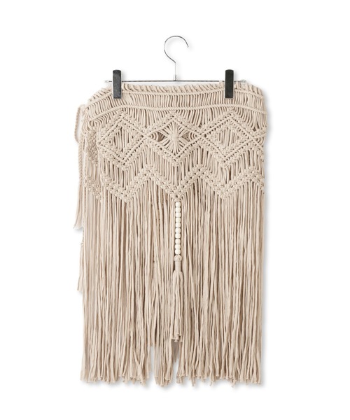 SALON adam et rope'（サロン アダム エ ロペ）の「マクラメマルチWAYラップスカート（スカート・レディース・ブラック/ベージュ・FREE）」の4枚目の写真