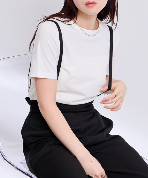 Mac-House(マックハウス)の「Free nature リネンライク サロペット Tシャツ アンサンブル(アンサンブル・レディース・ブラック/ブラウン/チャコールグレー・L/M)」の10枚目の写真