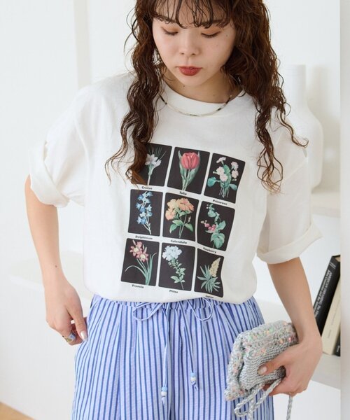 CIAOPANIC TYPY(チャオパニックティピー)の「【UNISEX】【プラスサイズあり】フラワーコレクションTEE(Tシャツ/カットソー・レディース・グレー/チャコールグレー/ホワイト・MEDIUM/XX-LARGE/LARGE)」の7枚目の写真