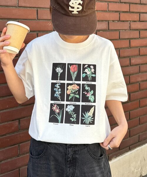 CIAOPANIC TYPY(チャオパニックティピー)の「【UNISEX】【プラスサイズあり】フラワーコレクションTEE(Tシャツ/カットソー・レディース・グレー/チャコールグレー/ホワイト・MEDIUM/XX-LARGE/LARGE)」の9枚目の写真