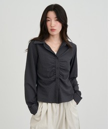 NUJOH | Check Shirring Fit Shirt / チェックシャーリングフィットシャツ(シャツ/ブラウス)