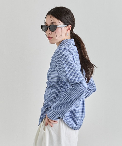 NUJOH(ヌゾ)の「Check Shirring Fit Shirt / チェックシャーリングフィットシャツ(シャツ/ブラウス・レディース・ブルー/アイボリー/チャコールグレー・FREE)」の16枚目の写真
